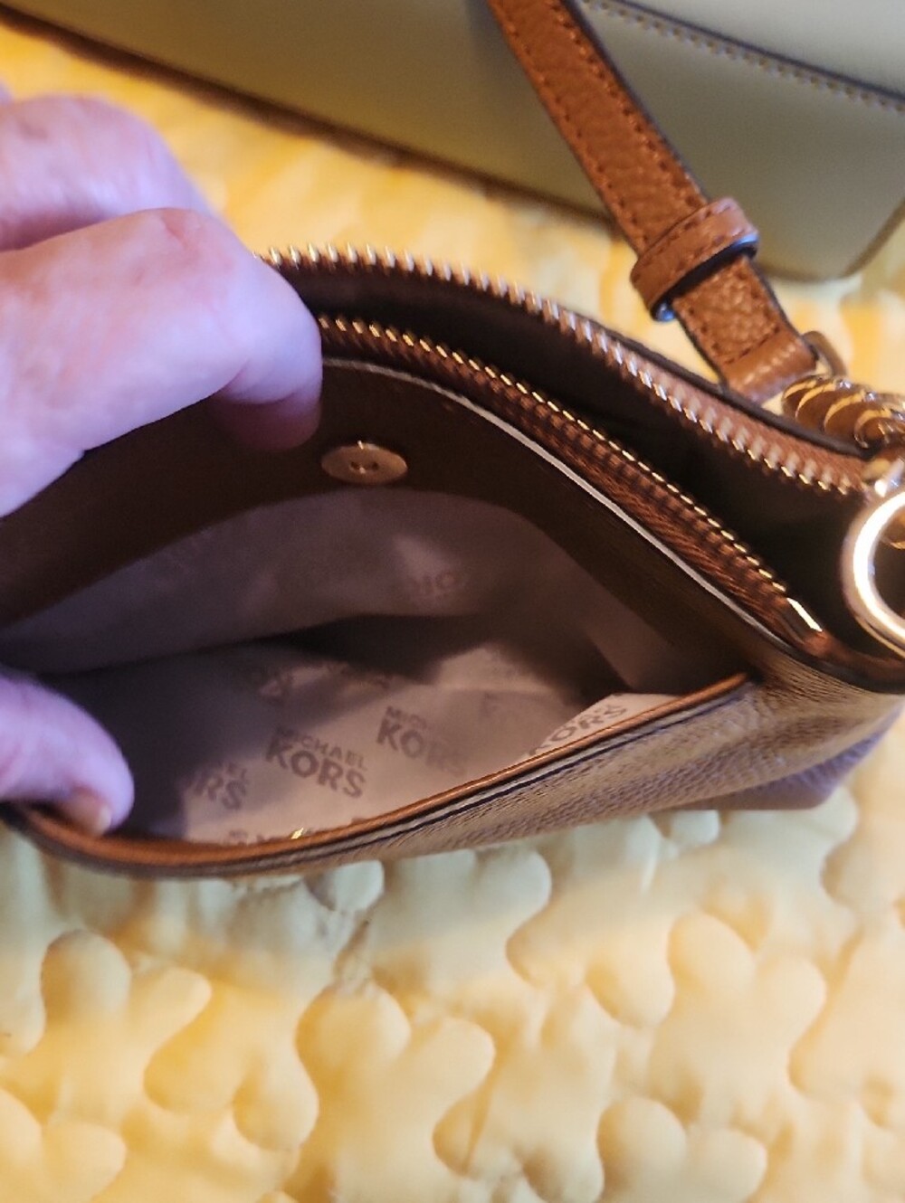 Michael Kors Tan Pebbled Leather Crossbody with Tassel - Picture 5 of 8